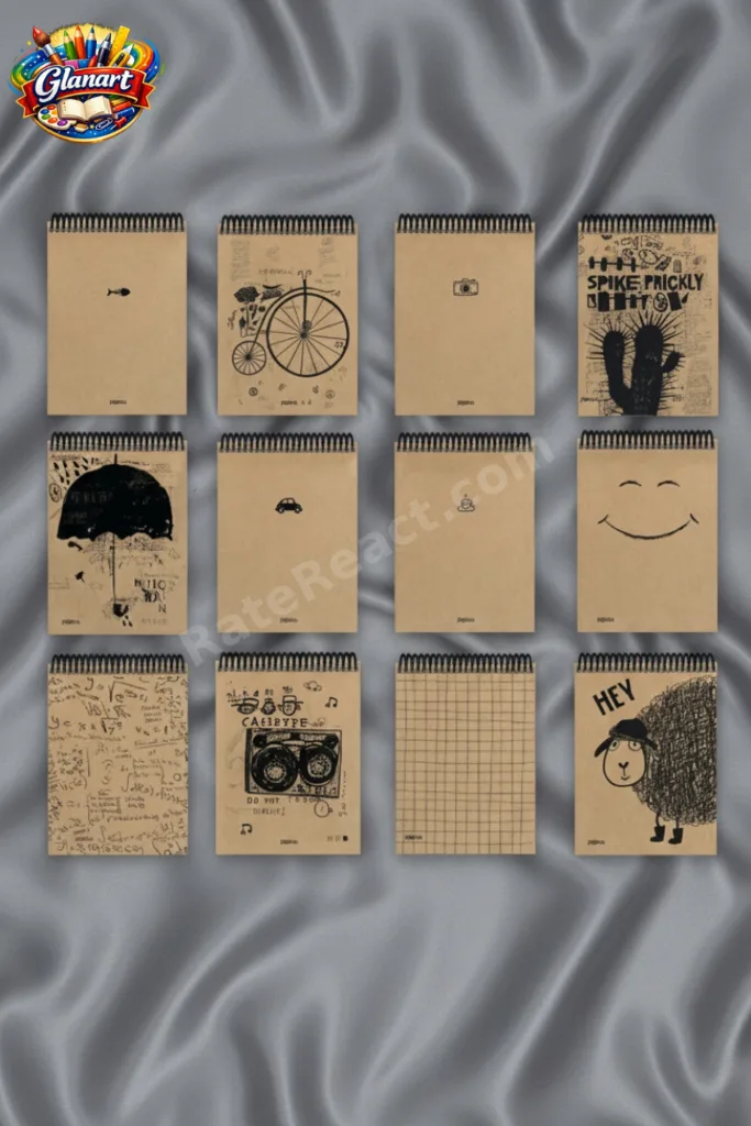 üstten spiralli 100 yaprak çizgisiz orta boy sert kapak bloknot defter kraft kağıt 16x23 cm