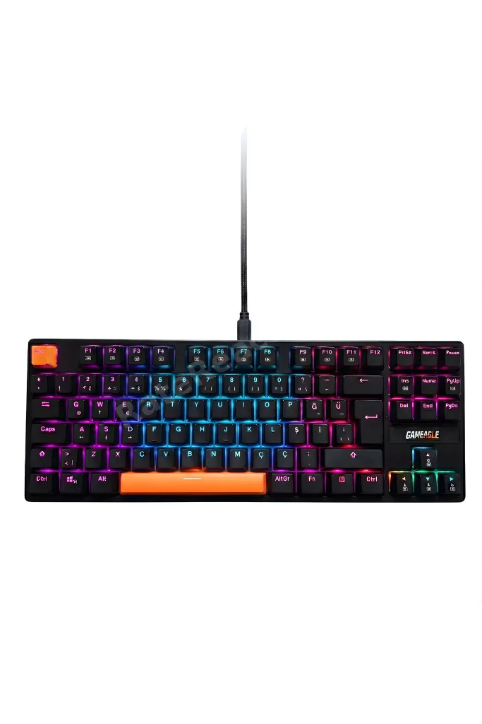 87 Tuşlu Kablolu RGB Gaming Klavye, Mekanik Hissiyatlı, Örgü Kablolu Oyuncu Klavyesi