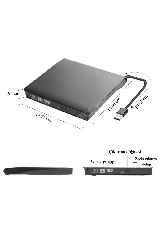 Harici USB 3.0 DVD RW Sürücü Tak Çalıştır Film Oyun Müzik Yazma Okuma Windows Mac