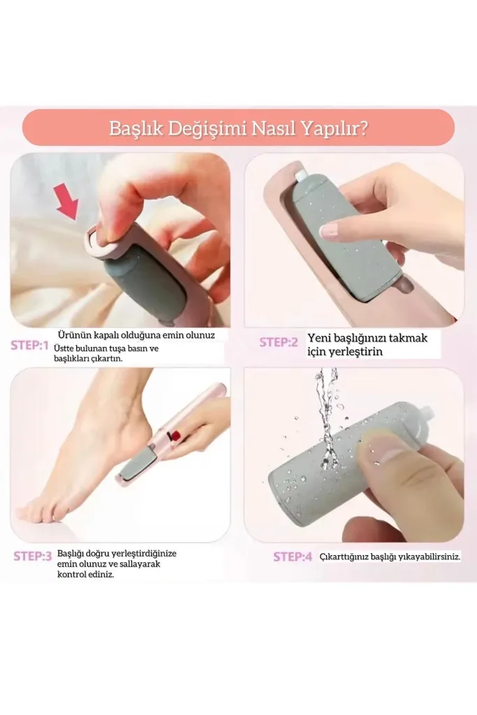 (Sadece Yedek Başlık) Elektrikli Ayak Topuk Törpüsü Yedek Başlık 2 Adet – Şarjlı Ayak Törpüsü Uyumlu
