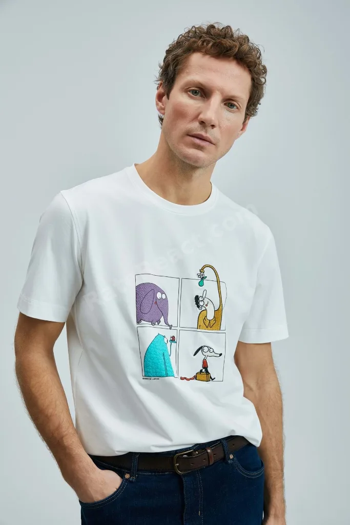 111020254 Funky Modern Grafik Tişort Erkek T-Shirt BEYAZ