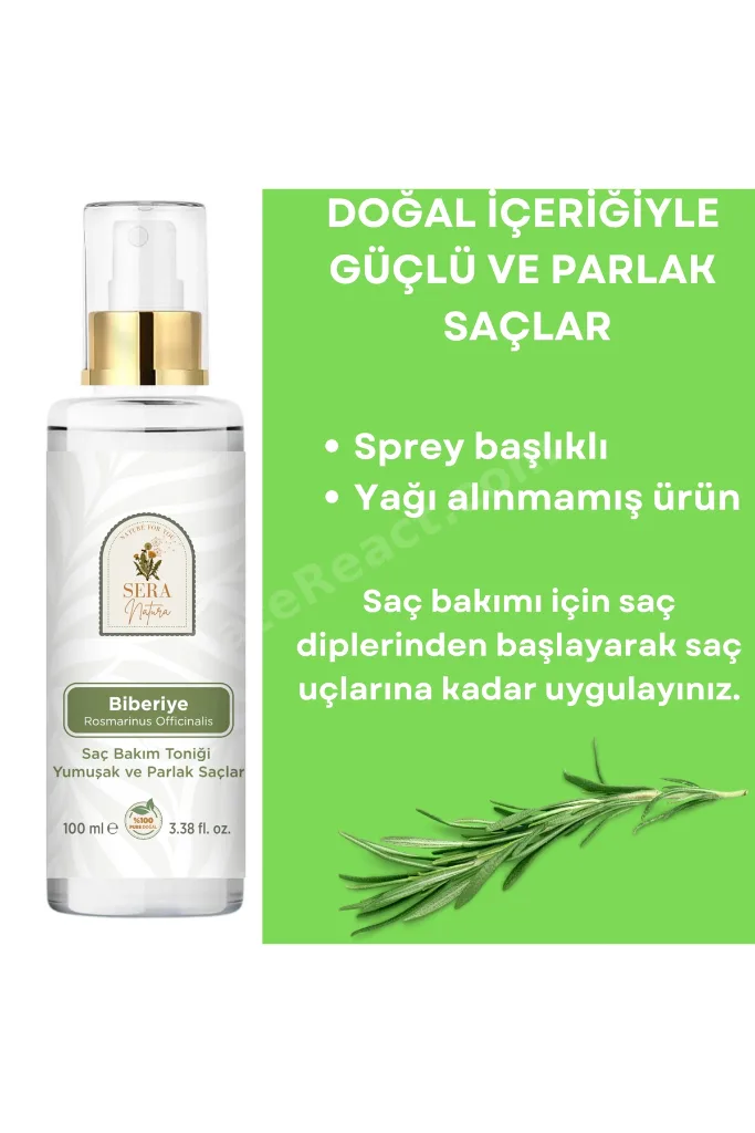 Saf Biberiye Suyu Saç Bakım Toniği 100 ml – %100 Saf, Doğal Saç Güçlendirici ve Canlandırıcı Doğal Bakım Spreyi