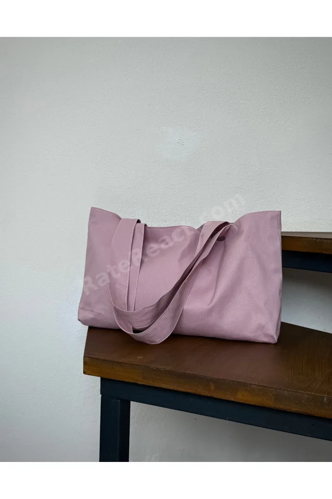 Pembe Kanvas El Kol Omuz Çantası - Su Geçirmez Kumaş - Tote Bez El Kol Ve Omuz Çantası