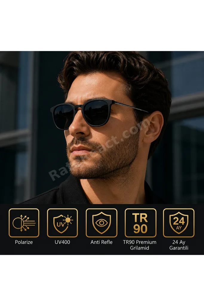 COL 116 Yeni Seri Polarize Erkek Güneş Gözlüğü-Titanyum Sap-Polarize-UV400-Anti Refle 3lü Koruma 52*