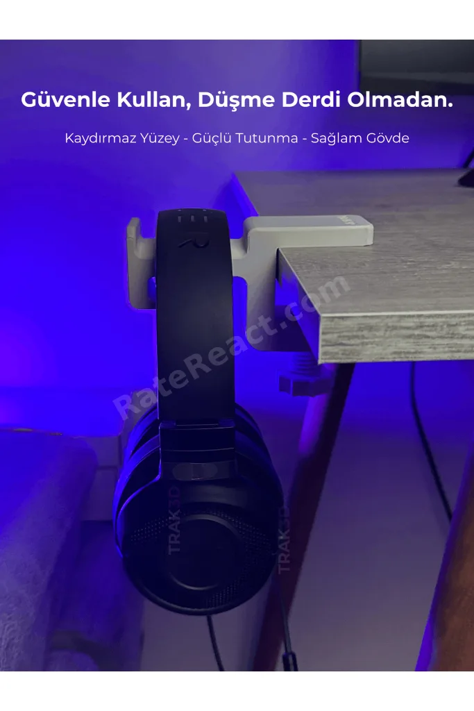 Premium Beyaz Asılabilir Kulaklık Standı – Sağlam Gamer Modeli, Kaydırmaz Keçeli