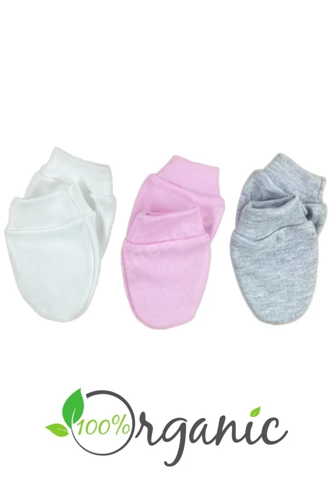 Yeni Doğan Pamuklu Bebek Eldiveni 3lü Set - Pembe