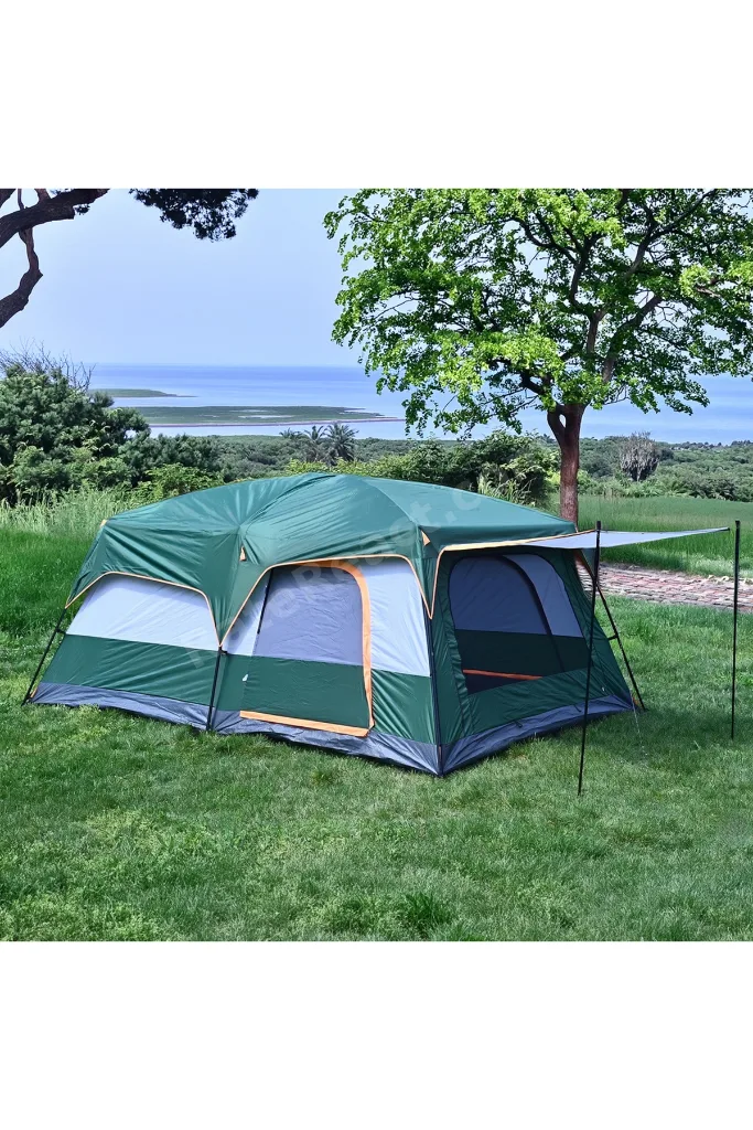 10 KİŞİLİK 2 ODALI TENTELİ KAMP ÇADIRI 430X305X200 (YEŞİL)