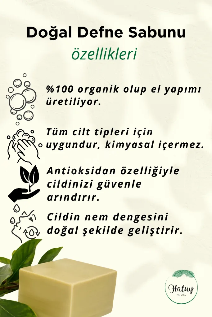 El Yapımı Doğal Defne Sabunu (Hatay saf defne 140 gr)