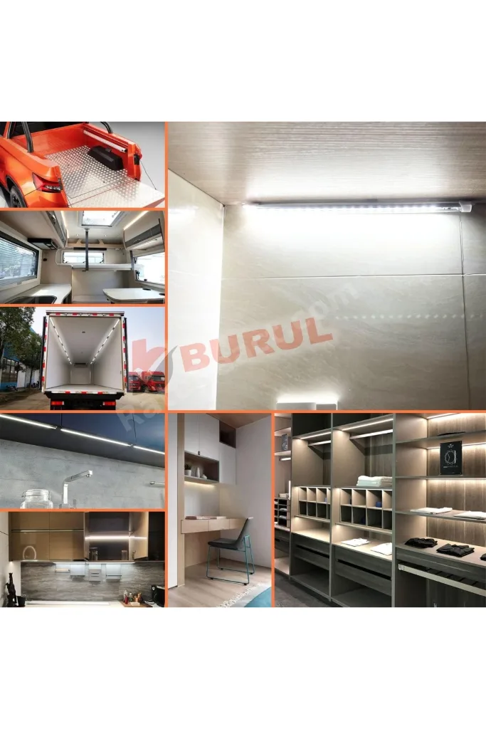 2 Adet Alüminyum Kasa Çubuk Led 12 Volt Beyaz Işık 100 Cm Şeffaf Karavan Tekne Otomobil Sb-6550