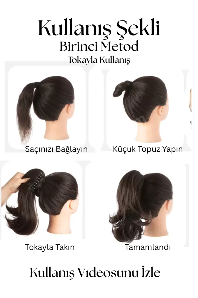Tokalı At Kuyruğu 7 Deyişik Renk 120 Gram 30 Cm Saçlı Toka Tokalı Saç