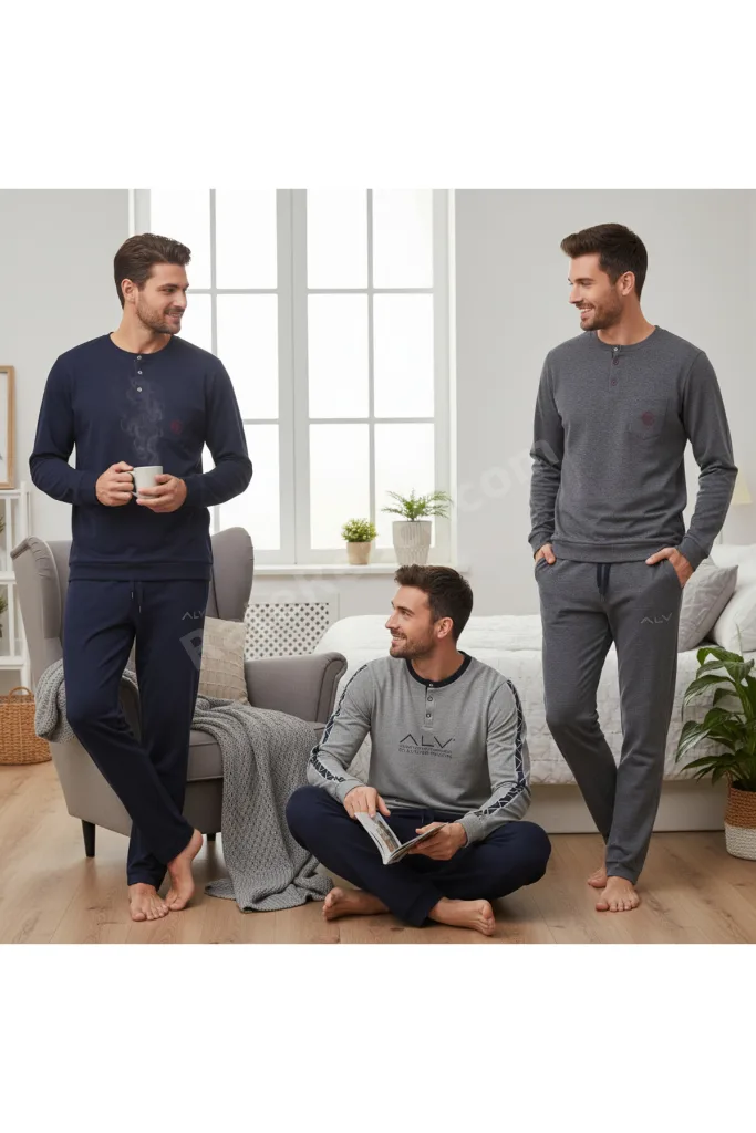 Erkek Pamuklu Bohçalık Ve Çeyizlik 3 Adet 2'li Pijama Takımı BB2480