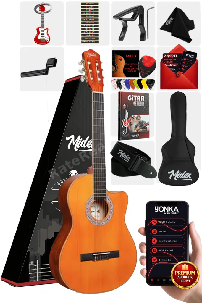 Cg-395ylx Klasik Gitar 4/4 Kesik Kasa Full Set (ÇANTA ASKI METOD PENA)