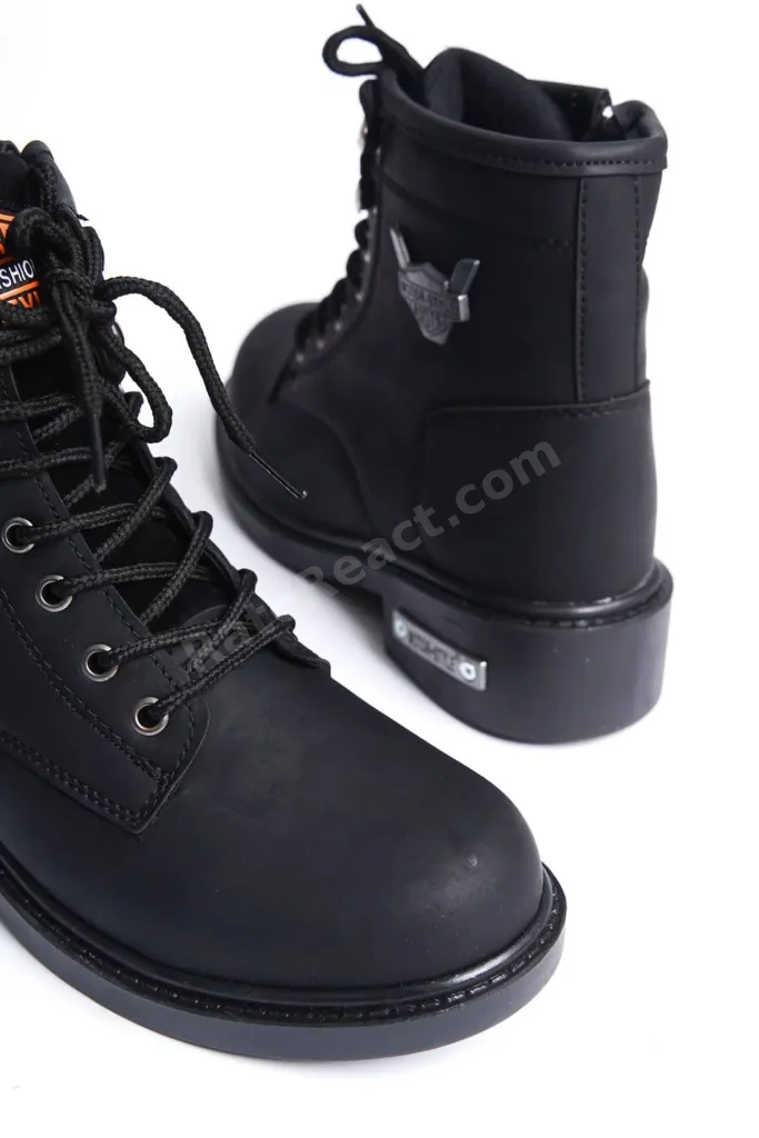 Siyah Unisex Kaymaz Sıcak Astar Fermuarlı Bilekte Bot Kadın Erkek 099NAV