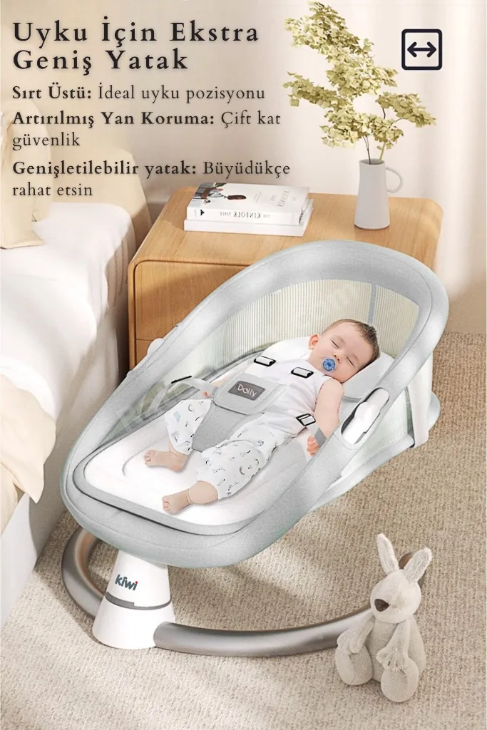 Dolly 2in1 Otomatik Sallanan Kademe Ayarlı  Beşik ve Anakucağı -Gray