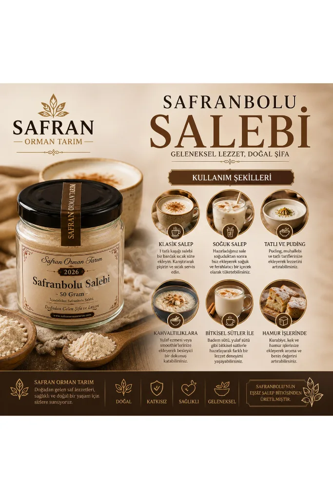 Premium Safranbolu Salebi - %100 Saf Toz Salep - 50 Gram