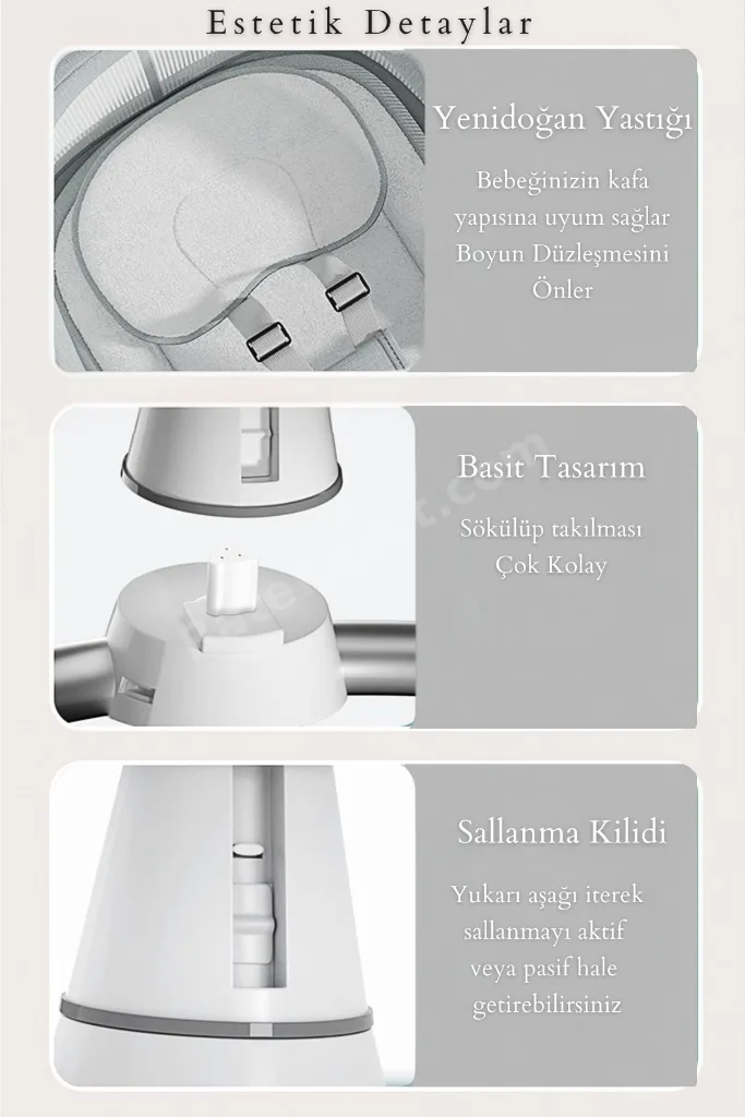 Dolly 2in1 Otomatik Sallanan Kademe Ayarlı  Beşik ve Anakucağı -Gray