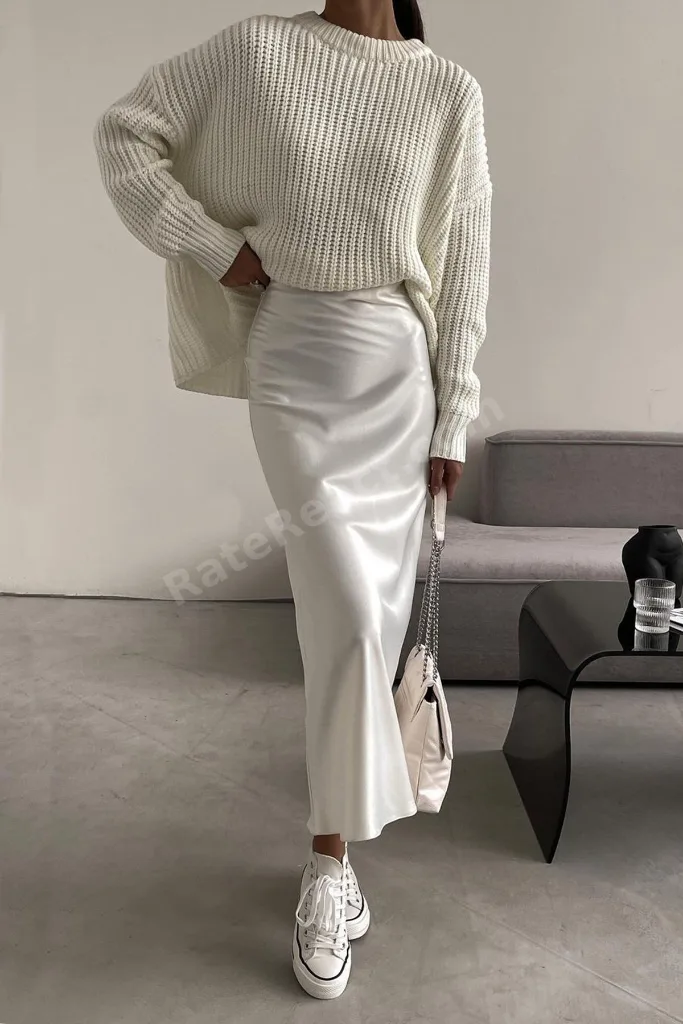 Mad Girls Beyaz Saten Etek Mg1409