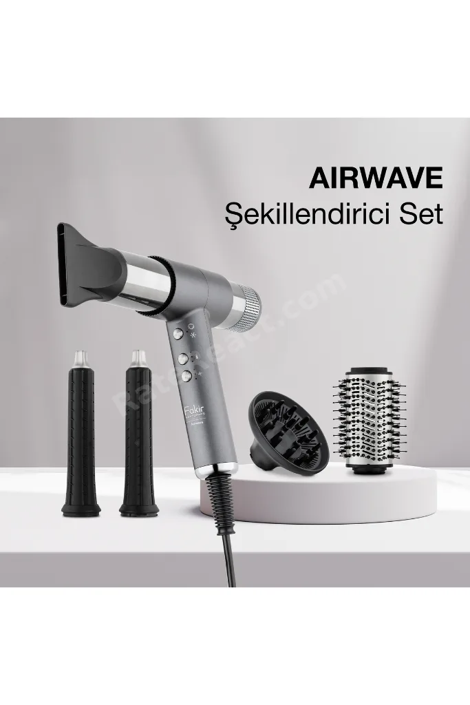 Airwave Saç Şekillendirici Set Silver – 5 Başlıklı İyonlu BLDC Motor 3 Isı 3 Hız Styler