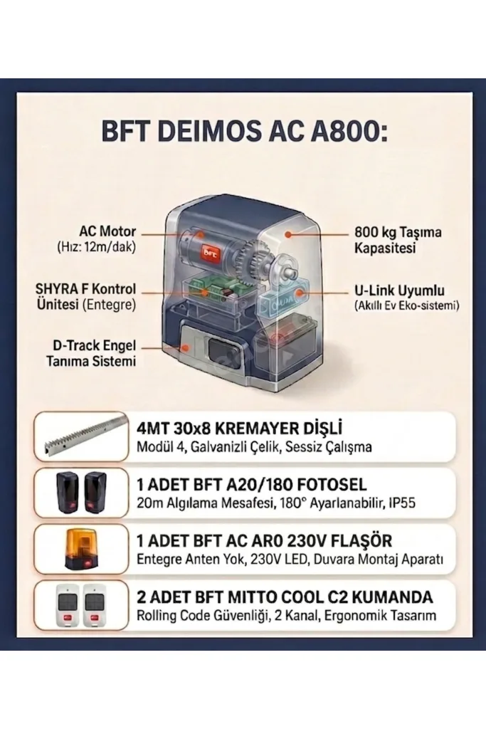 Deimos ACA800 Yanakayar Bahçe Garaj Kapı Motor Seti