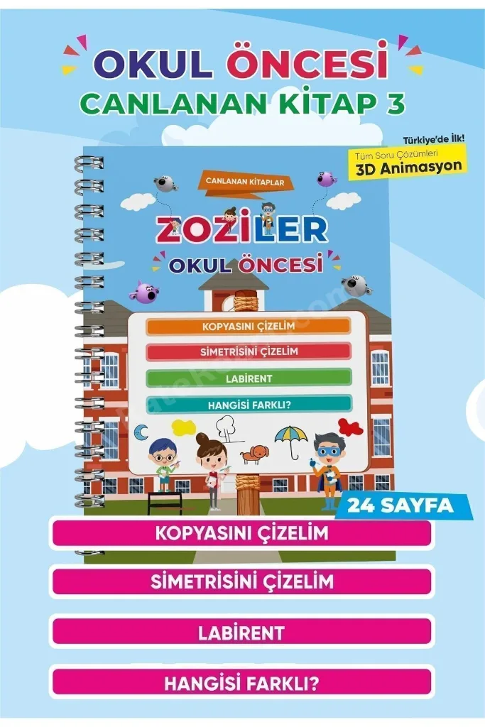 Okul Öncesi Canlanan Kitap Seti - İlkokula Hazırlık - (5 KİTAP)