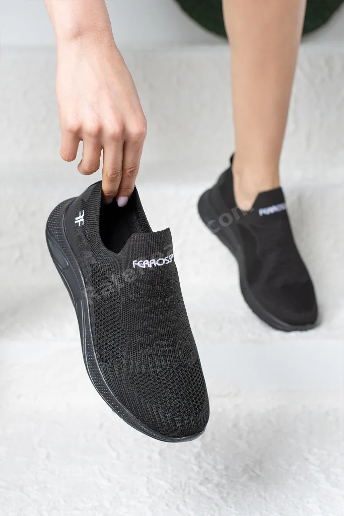 Günlük Unisex Siyah Sneaker Slip On Nefes Alabilen Hafif Yürüyüş Bağcıksız Esnek Spor Ayakkabı 041f