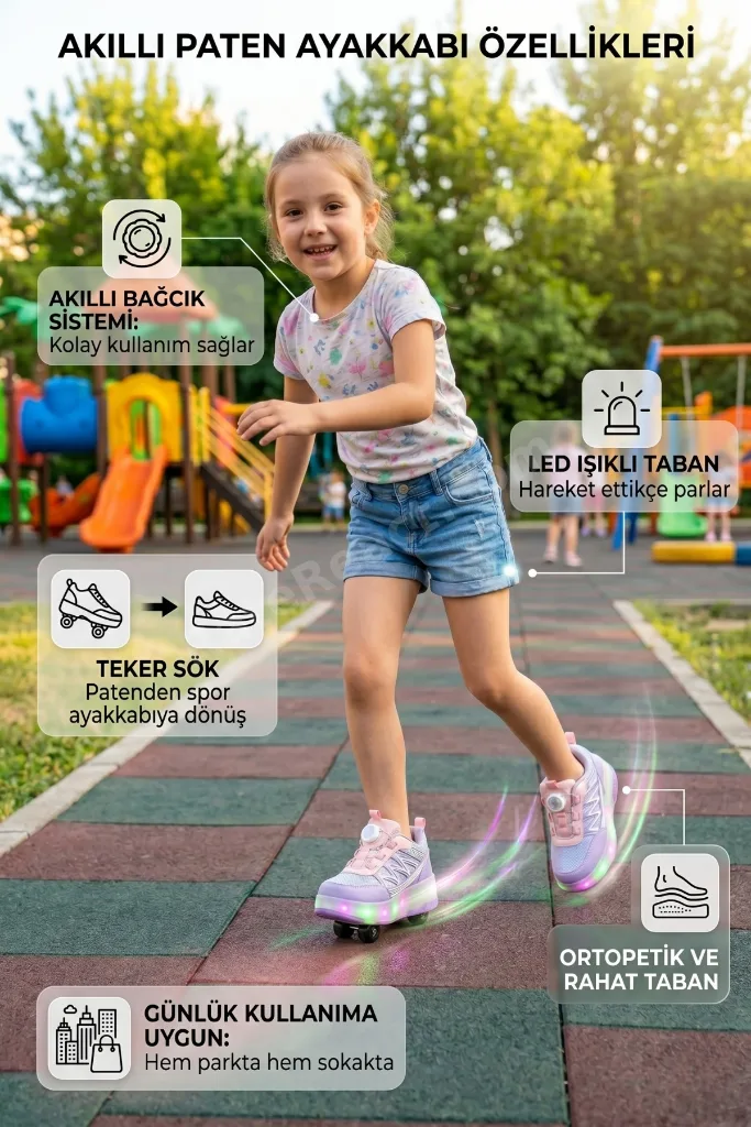 PATENLİ IŞIKLI SPOR AYAKKABISI & TEKERLEKLİ SNEAKERS