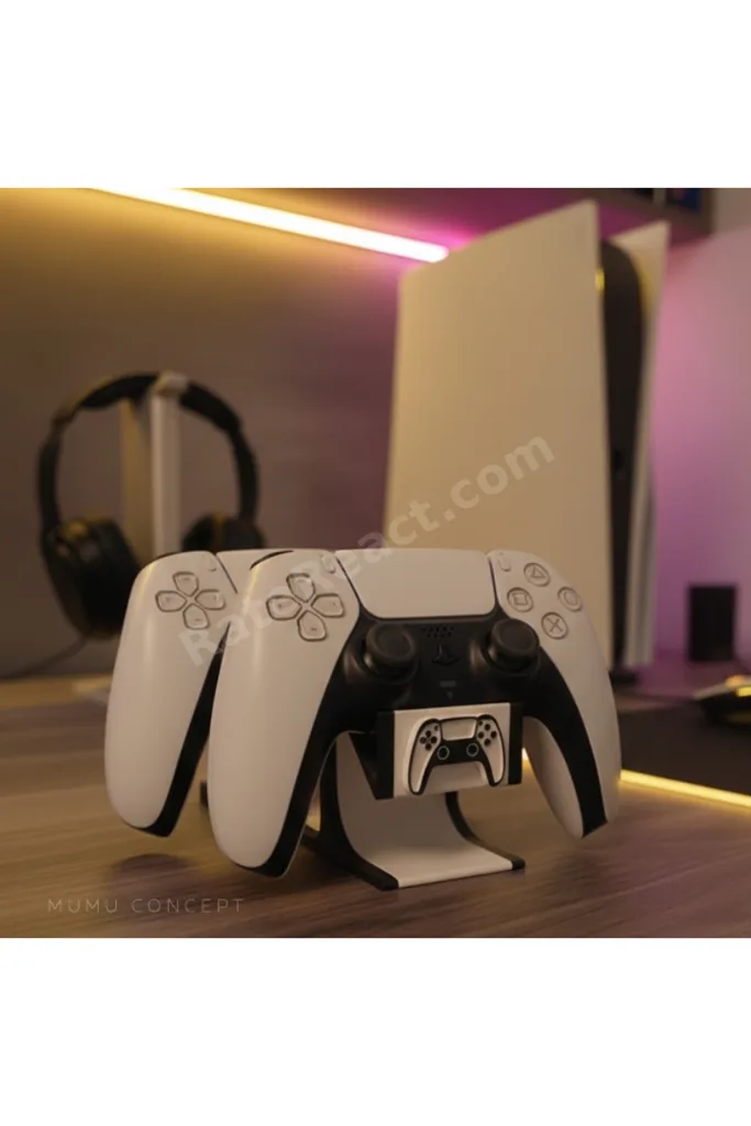 Ps5 Dualsense Çift Kol Standı Tutucu Joystick Kabartmalı 2'li Oyun Konsolu Aksesuarı Siyah Beyaz