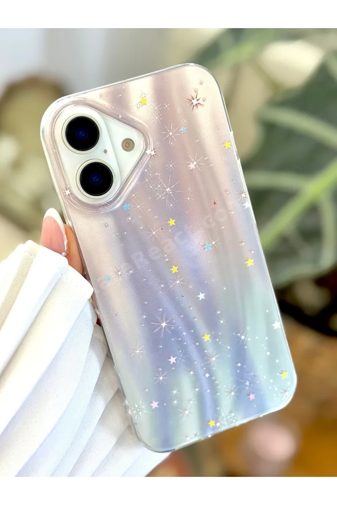 Iphone 17 Uyumlu Shine Yıldız Renk Geçişli Parlak Tasarımlı Silikon Kılıf