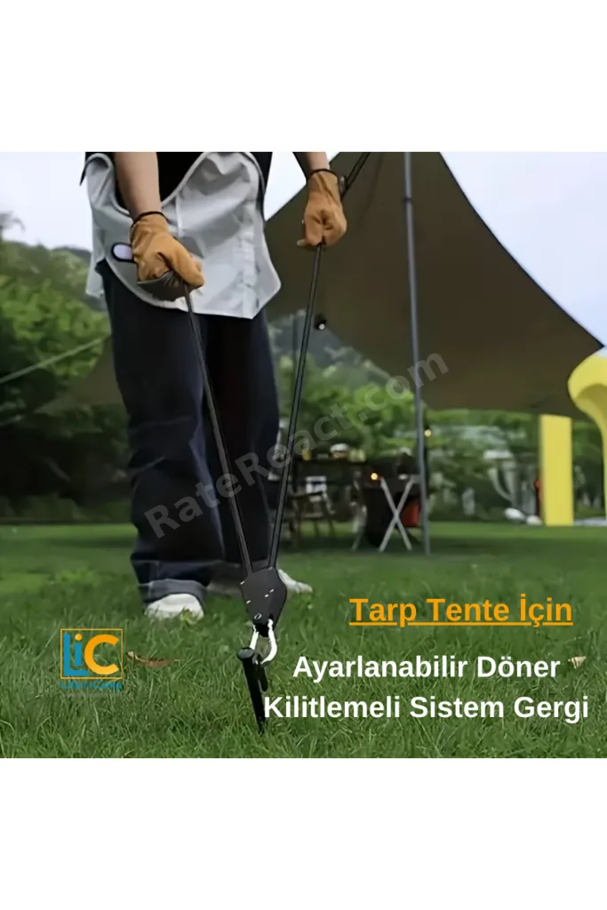 Kamp Çadırı, Yan Tente, Tarp İpi ve Gergisi - Ayarlanabilir Döner Kilitlemeli Sistem - 4 adet