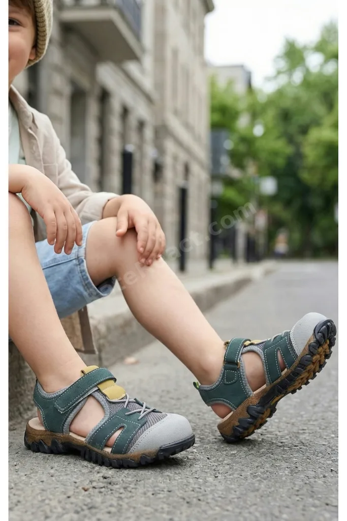 Unisex Çocuk Sandalet Önü Kapalı Sandalet Renkli Sandalet Ortopedik Sandalet Yeni Sezon Sandalet