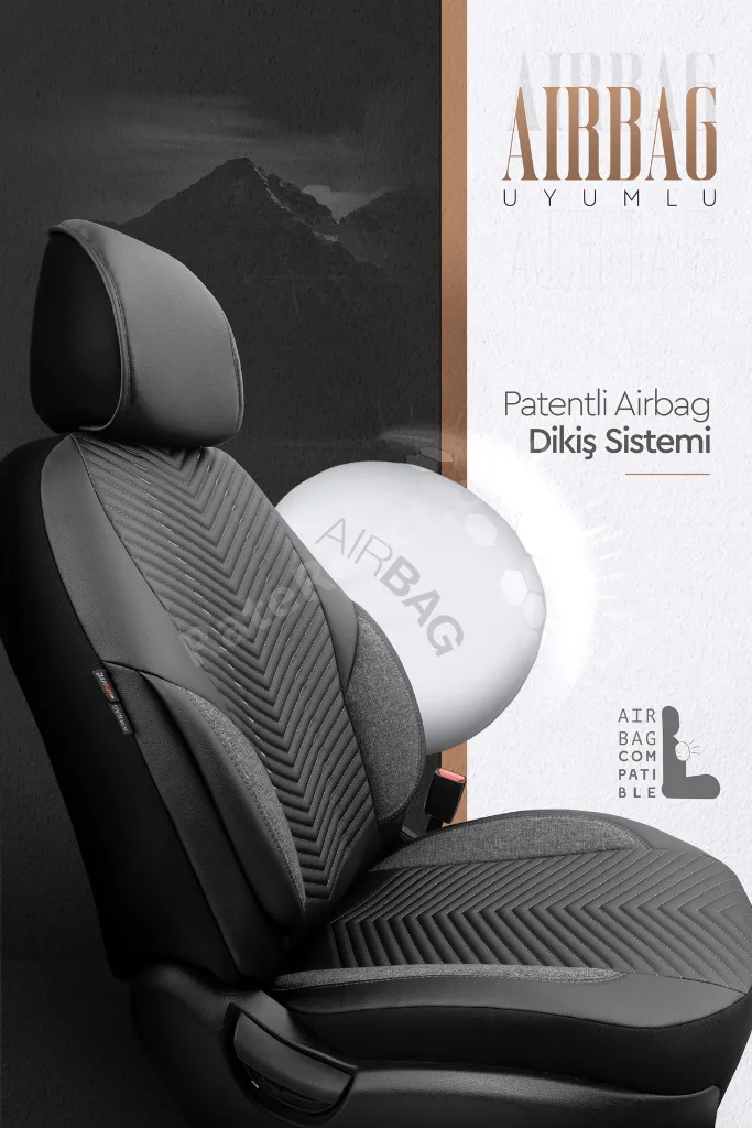 Advanced Design Özel Tasarım Premium Deri-keten Ekstra Destekli Universal Oto Koltuk Kılıfı Tam Set