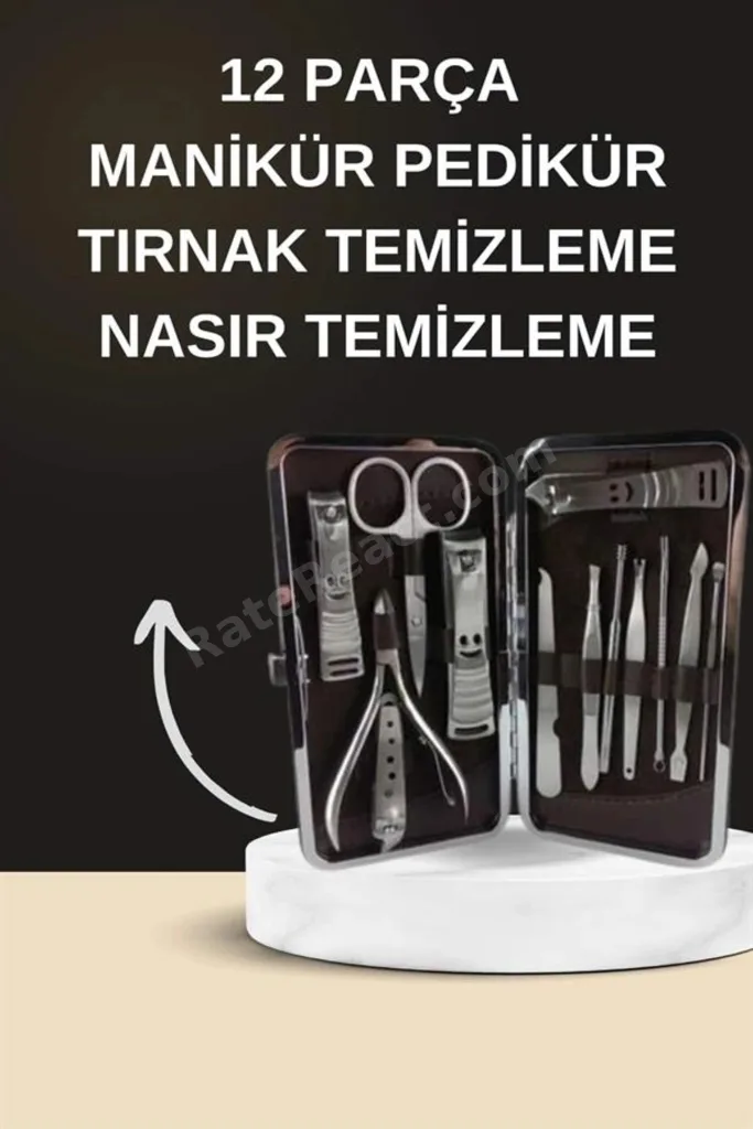 Elektrikli Manikür Pedikür Seti İkili Set 12 Parça Tırnak Bakımı Törpü Protez Çıkarma