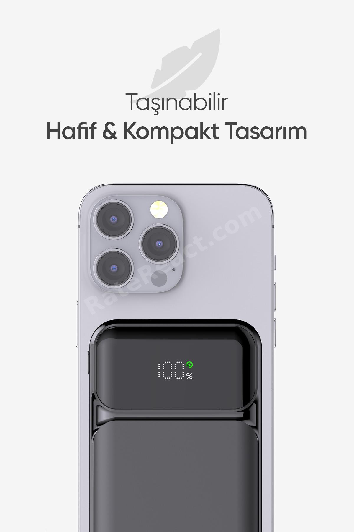 SNP-3006 10.000 Mah Hızlı Şarj LED Göstergeli Powerbank 3in1 Dahili Kablolu Taşınabilir Şarj Cihazı