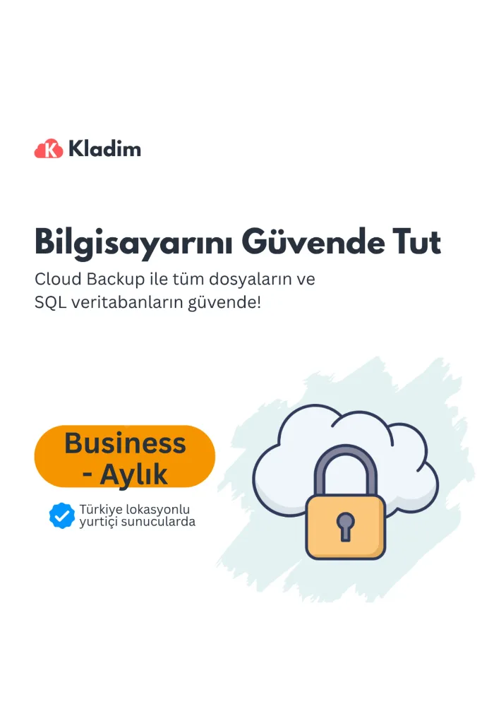 Bulut Yedekleme-Aylık Business Sürüm-SQL ve Dosya Yedekleme-%100 KVKK Uyumlu-Yerli Sunucular