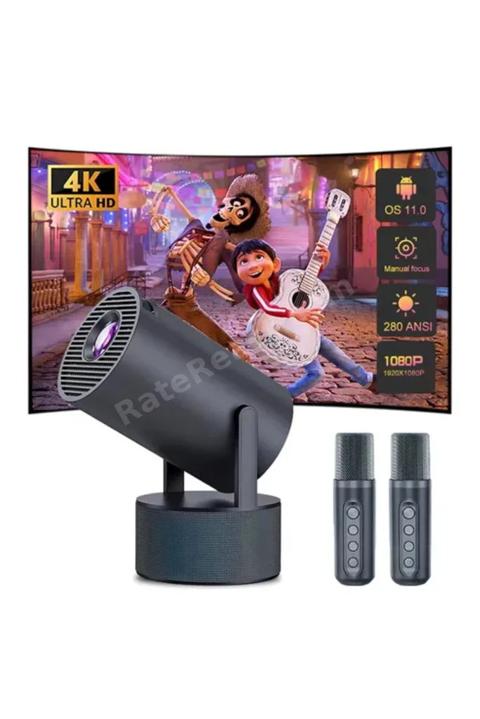 3ü 1 Arada Karaoke Ve Projeksiyon Sistemi Çift Mikrofon Destekli