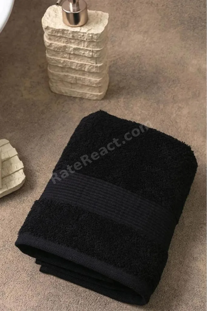 El Yüz Havlusu, %100 Pamuk, Siyah Tekli Spor havlusu, Hızlı Kuruyan, Yumuşak 50x90 cm