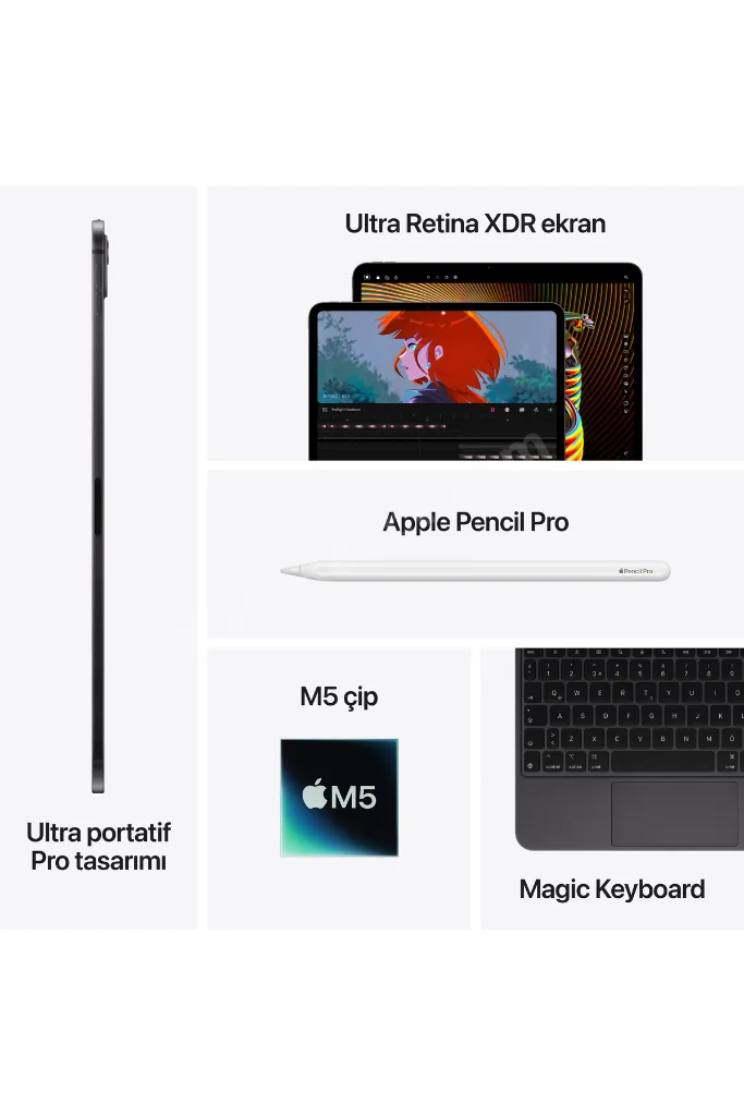 13" iPad Pro M5 Wi‑Fi 256GB  standard glass - Gümüş