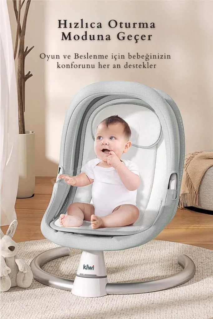 Dolly 2in1 Otomatik Sallanan Kademe Ayarlı  Beşik ve Anakucağı -Gray