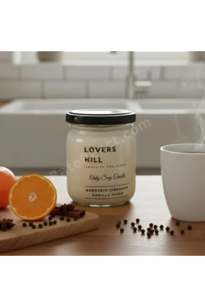 Lovers Hill 2’li Set Doğal Soya Mumu – 7oz Cam Kavanoz – 40+ Saat Yanma Süresi – Mandalina, Tarçın,