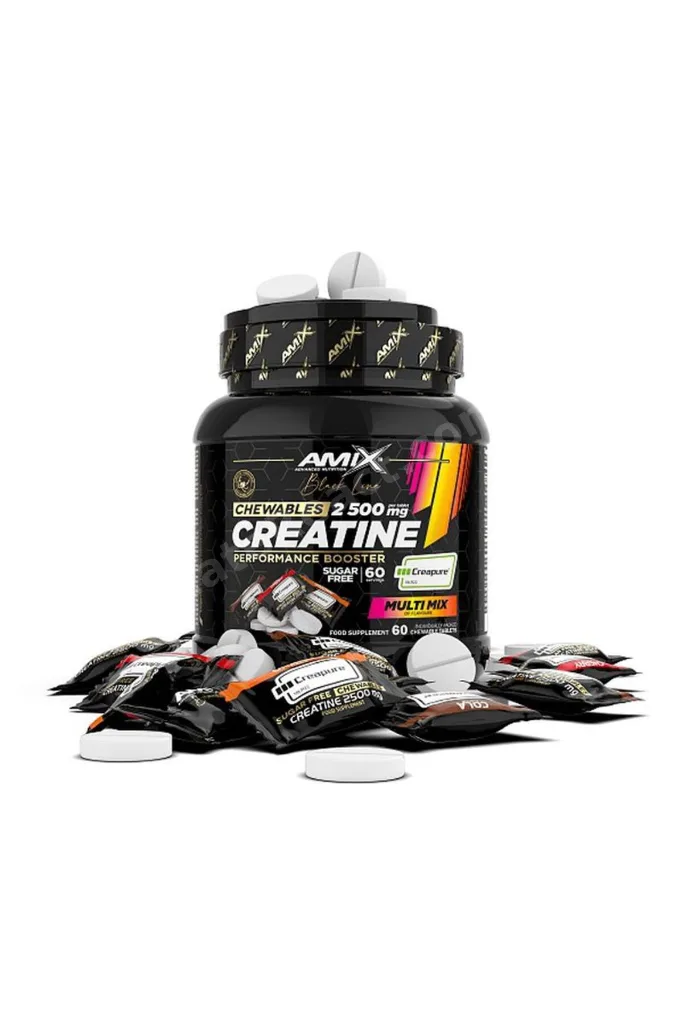 Black Line Creatine Creapure 2500mg 60 Chewable Tabs Zero Sugar