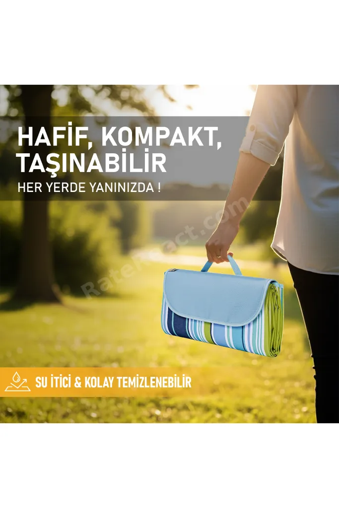 Piknik Örtüsü, Çanta Kamp Matı, Plaj Matı, Yer Örtüsü Outdoor,200x150cm - Etnik Kaplumbağa Bej