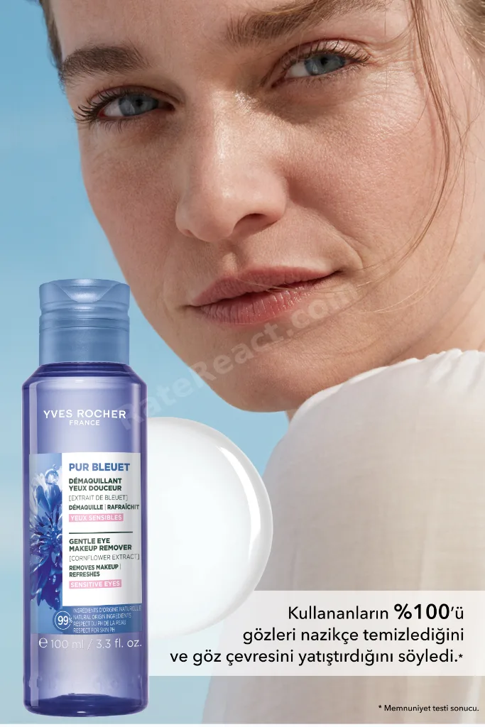 Hassas Cilt, Lens Kullanımına Uygun, Rahatlatıcı, Prebiyotik Göz Makyaj Temizleyici-Pur Bleuet-100ml