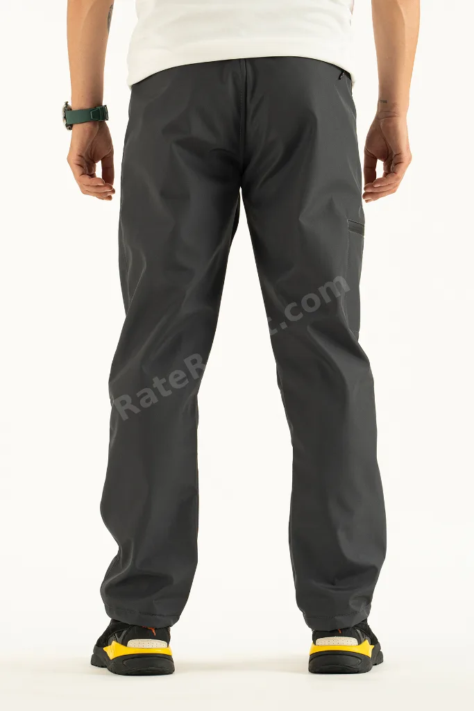 Erkek Gri İçi Polar Su İtici Rüzgar Geçirmez Kışlık Softshell Outdoor Pantolon
