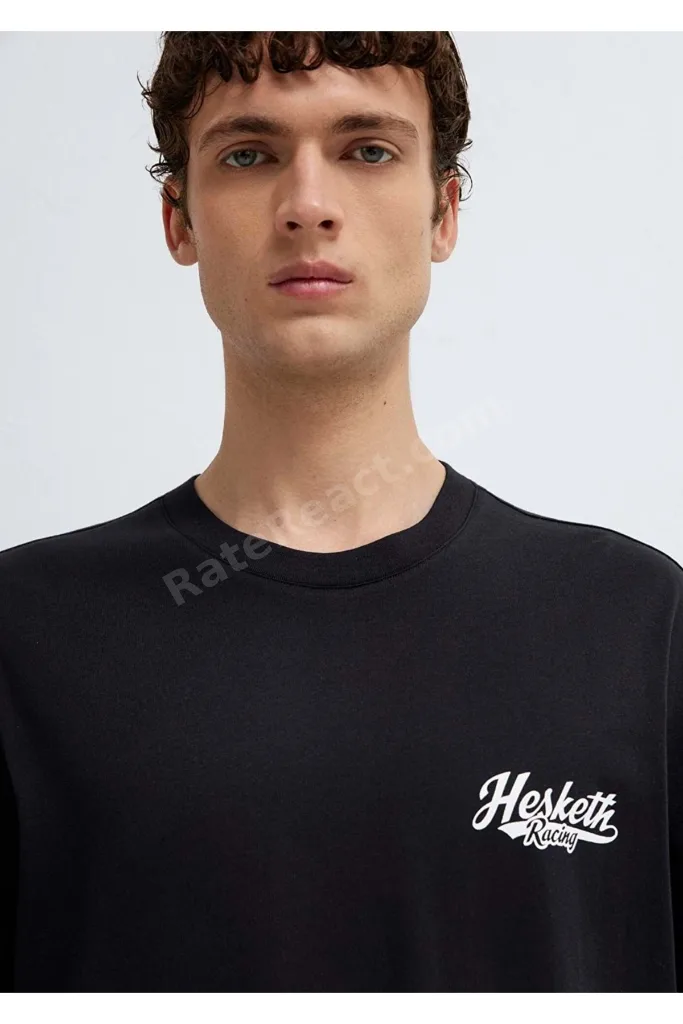 M0613354 Hasketti 24 Racing Baskılı Tişört Erkek T-Shirt SİYAH