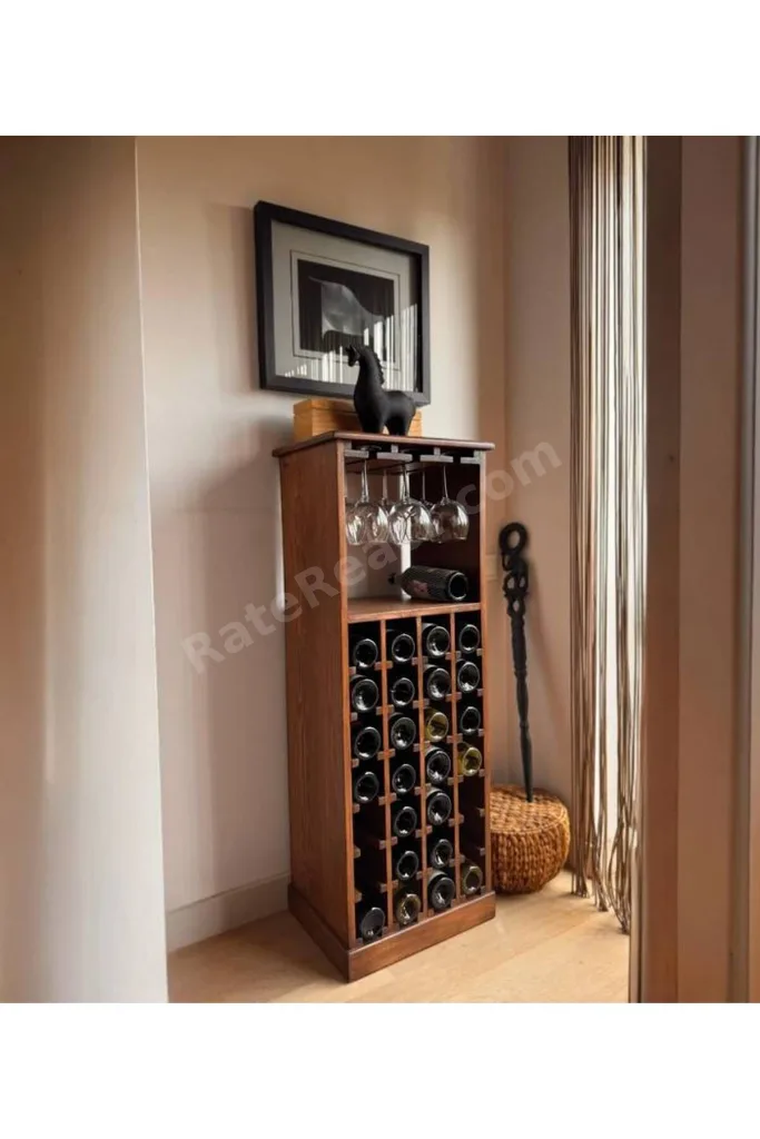 JANİSA MASİF AĞAÇ ŞARAP STANDI, İÇKİ DOLABI, ELA WOODWORKİNG ART.