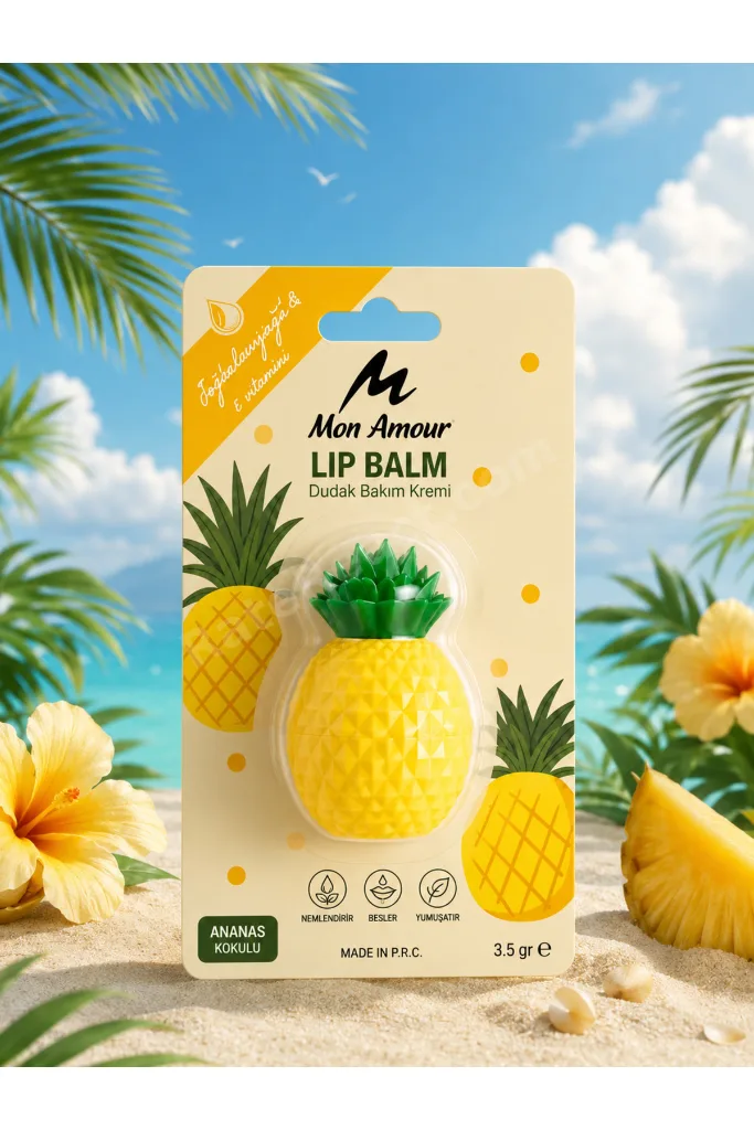 Ananas Şekilli Sarı Dudak Bakım Balmı