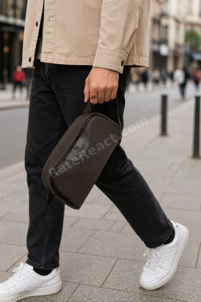 Kahverengi Deri Görünümlü Erkek Bakım Çantası – Seyahat Organizer Dopp Kit Tıraş ve Kozmetik Çantası 8376