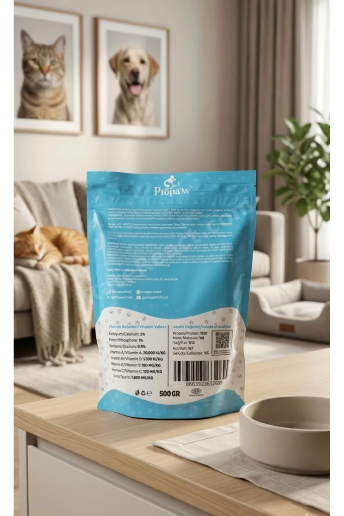 YETİŞKİN KISIRLAŞTIRILMIŞ KEDİLER İÇİN SOMONLU TAM BESLEYİCİ KURU MAMA 500 GR