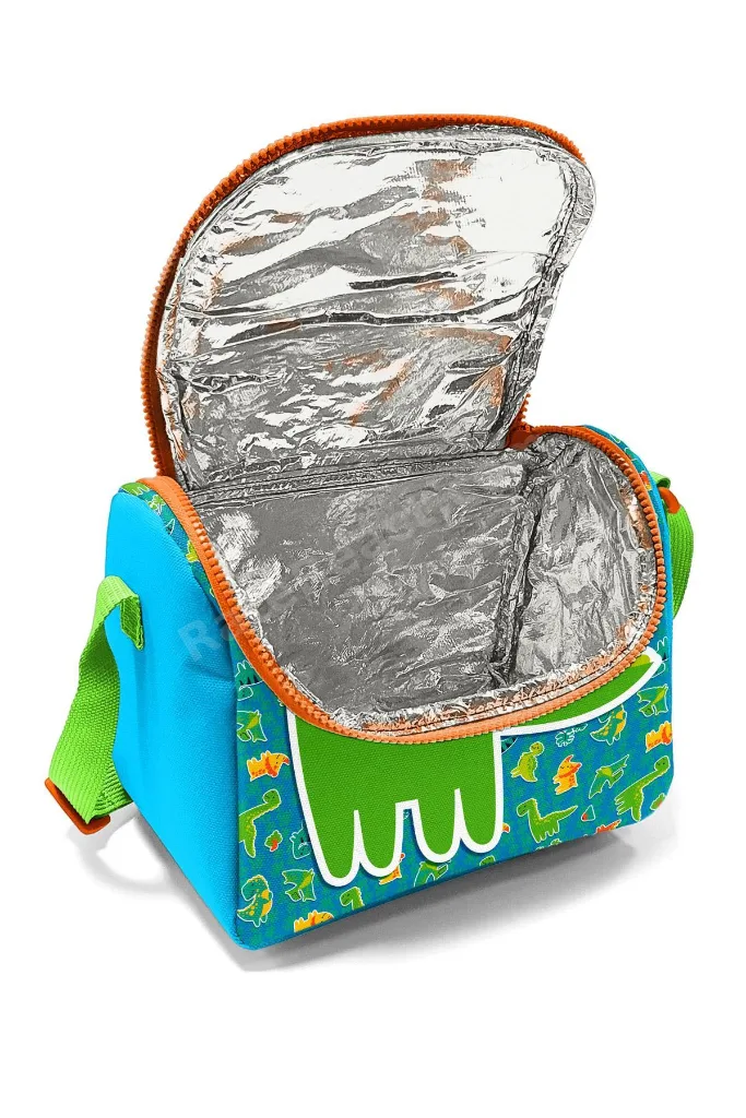 Kids Mavi Yeşil Dinozor Desenli Thermo Beslenme Çantası 12792