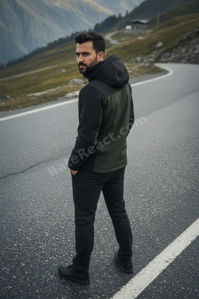 Siyah Haki Renk Softshell Sök Tak Kapüşonlu Kışlık Polarlı Mont Ceket